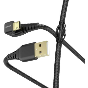 Кабель Hama 00187220 microUSB (m) угловой USB 2.0 (m) 1.5м черный 