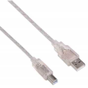 Кабель Buro USB2.0-AM/BM-3-TRANS USB A(m) USB B(m) 3м прозрачный -2