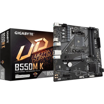 Материнская плата Gigabyte B550M K Soc-AM4 AMD B550 4xDDR4 mATX AC`97 8ch(7.1) GbLAN RAID+HDMI+DP -4