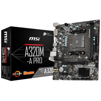 Материнская плата MSI A320M-A PRO Soc-AM4 AMD A320 2xDDR4 mATX AC`97 8ch(7.1) GbLAN RAID+DVI+HDMI -4