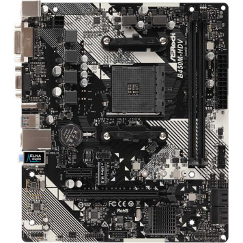 Материнская плата Asrock B450M-HDV R4.0 Soc-AM4 AMD B450 2xDDR4 mATX AC`97 8ch(7.1) GbLAN RAID+VGA+DVI+HDMI -4