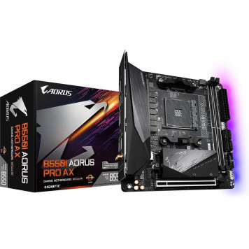 Материнская плата Gigabyte B550I AORUS PRO AX Soc-AM4 AMD B550 2xDDR4 mini-ITX AC`97 8ch(7.1) 2.5Gg RAID+HDMI+DP -2