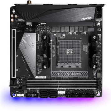 Материнская плата Gigabyte B550I AORUS PRO AX Soc-AM4 AMD B550 2xDDR4 mini-ITX AC`97 8ch(7.1) 2.5Gg RAID+HDMI+DP -1