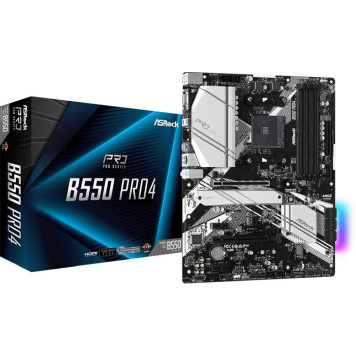 Материнская плата Asrock B550 PRO4 Soc-AM4 AMD B550 4xDDR4 ATX AC`97 8ch(7.1) GbLAN RAID+VGA+HDMI -4