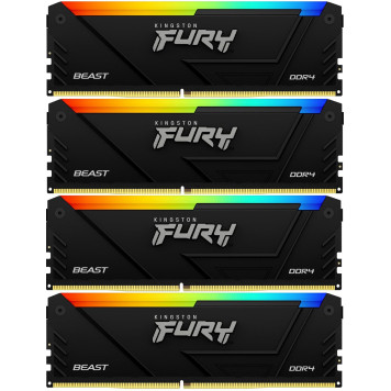 Память DDR4 4x8GB 3200MHz Kingston KF432C16BB2AK4/32 Fury Beast RGB RTL Gaming PC4-25600 CL16 DIMM 288-pin 1.35В dual rank с радиатором Ret 