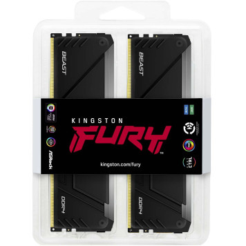 Память DDR4 4x32GB 3600MHz Kingston KF436C18BB2AK4/128 Fury Beast Black RGB RTL Gaming PC4-28800 CL18 DIMM 288-pin 1.35В dual rank с радиатором Ret -2