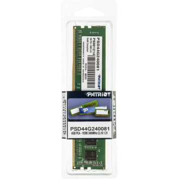 Память DDR4 4Gb 2400MHz Patriot PSD44G240081 RTL PC4-19200 CL17 DIMM 288-pin 1.2В single rank 