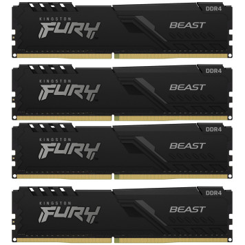 Память DDR4 4x8GB 3200MHz Kingston KF432C16BBK4/32 Fury Beast Black RTL Gaming PC4-25600 CL16 DIMM 288-pin 1.35В kit dual rank с радиатором Ret 