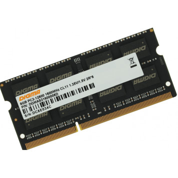 Память DDR3 8Gb 1600MHz Digma DGMAS31600008D RTL PC3-12800 CL11 SO-DIMM 204-pin 1.5В dual rank -1
