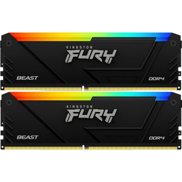 Память DDR4 2x32GB 3600MHz Kingston KF436C18BB2AK2/64 Fury Beast Black RGB RTL Gaming PC4-28800 CL18 DIMM 288-pin 1.35В dual rank с радиатором Ret 