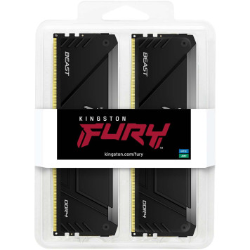 Память DDR4 2x32GB 3600MHz Kingston KF436C18BB2AK2/64 Fury Beast Black RGB RTL Gaming PC4-28800 CL18 DIMM 288-pin 1.35В dual rank с радиатором Ret -2