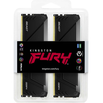 Память DDR4 4x32GB 3200MHz Kingston KF432C16BB2AK4/128 Fury Beast Black RGB RTL Gaming PC4-25600 CL16 DIMM 288-pin 1.35В dual rank с радиатором Ret -2