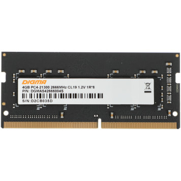 Память DDR4 4Gb 2666MHz Digma DGMAS42666004S RTL PC4-21300 CL19 SO-DIMM 260-pin 1.2В single rank 