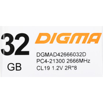 Память DDR4 32Gb 2666MHz Digma DGMAD42666032D RTL PC4-21300 CL19 DIMM 288-pin 1.2В dual rank -5