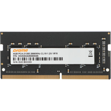 Память DDR4 4Gb 2666MHz Digma DGMAS42666004S RTL PC4-21300 CL19 SO-DIMM 260-pin 1.2В single rank -7