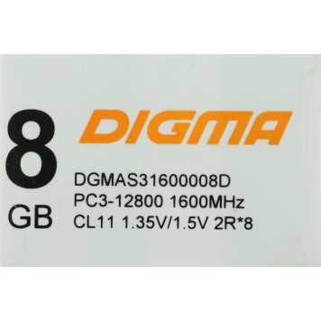 Память DDR3 8Gb 1600MHz Digma DGMAS31600008D RTL PC3-12800 CL11 SO-DIMM 204-pin 1.5В dual rank -3