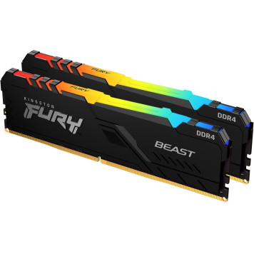 Память DDR4 2x16GB 2666MHz Kingston KF426C16BB2AK2/32 Fury Beast RGB RTL Gaming PC4-21300 CL16 DIMM 288-pin 1.2В kit dual rank с радиатором Ret -1