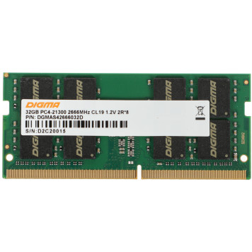 Память DDR4 32Gb 2666MHz Digma DGMAS42666032D RTL PC4-21300 CL19 SO-DIMM 260-pin 1.2В dual rank -3