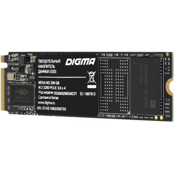 Накопитель SSD Digma PCI-E 3.0 x4 256Gb DGSM3256GM23T MEGA M2 M.2 2280 -3