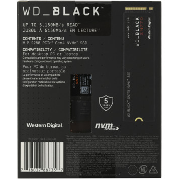 Накопитель SSD WD PCIe 4.0 x4 2TB WDS200T3X0E Black SN770 M.2 2280 -4