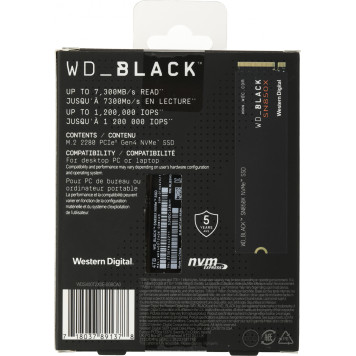 Накопитель SSD WD PCIe 4.0 x4 4000GB WDS400T2X0E Black SN850X M.2 2280 -3