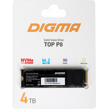 Накопитель SSD Digma PCI-E 4.0 x4 4Tb DGST4004TP83T Top P8 M.2 2280 -1