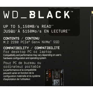 Накопитель SSD WD PCIe 4.0 x4 2TB WDS200T3X0E Black SN770 M.2 2280 -3