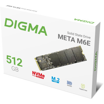 Накопитель SSD Digma PCIe 4.0 x4 512GB DGSM4512GM6ET Meta M6E M.2 2280 -1
