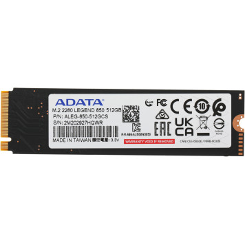 Накопитель SSD A-Data PCI-E 4.0 x4 512Gb ALEG-850-512GCS Legend 850 M.2 2280 -9