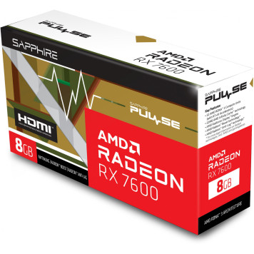 Видеокарта Sapphire PCI-E 4.0 11324-01-20G PULSE RX 7600 GAMING AMD Radeon RX 7600 8192Mb 128 GDDR6 2355/17500 HDMIx1 DPx3 HDCP Ret -5
