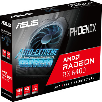 Видеокарта Asus PCI-E 4.0 PH-RX6400-4G AMD Radeon RX 6400 4096Mb 64 GDDR6 2039/16000 HDMIx1 DPx1 HDCP Ret -7