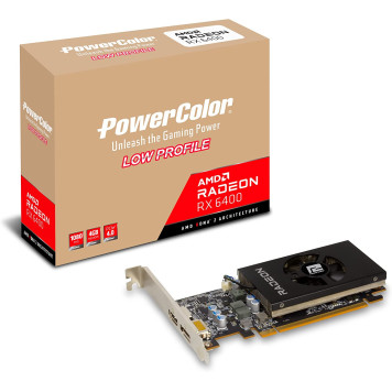 Видеокарта PowerColor PCI-E 4.0 AXRX 6400 LP 4GBD6-DH AMD Radeon RX 6400 4096Mb 64 GDDR6 2039/16000 HDMIx1 DPx1 HDCP Ret low profile -4