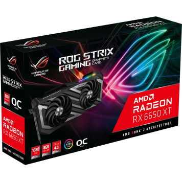 Видеокарта Asus PCI-E 4.0 ROG-STRIX-RX6650XT-O8G-GAMING AMD Radeon RX 6650XT 8192Mb 128 GDDR6 2543/17500 HDMIx1 DPx3 HDCP Ret -8