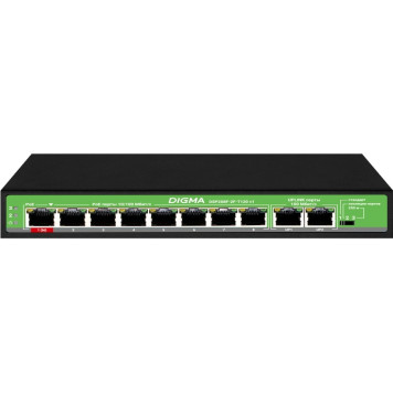 Коммутатор Digma DSP208F-2F-T120 DSP208F-2F-T120 V1 10x100Мбит/с 8PoE 8PoE+ 1PoE++ 120W неуправляемый 