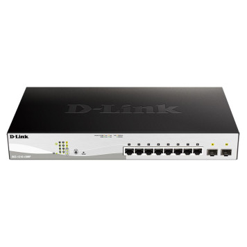 Коммутатор D-Link DGS-1210-10MP/F1A 8G 2SFP 8PoE 130W настраиваемый 