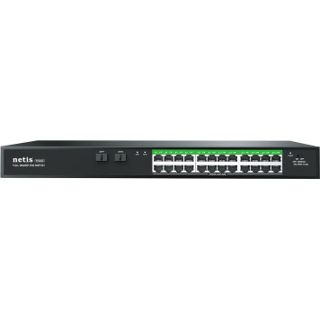 Коммутатор Netis P124GC (L2) 24x1Гбит/с 2SFP 24PoE+ 360W неуправляемый 