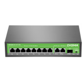 Коммутатор Digma DSP208G-2G-1S-T120 (L2) 10x1Гбит/с 1SFP 8PoE 8PoE+ 120W неуправляемый