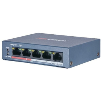 Коммутатор Hikvision DS-3E0105P-E/M(B) 4x100Mb 4PoE+ 35W неуправляемый 