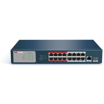 Коммутатор Hikvision DS-3E0318P-E/M(B) 17x100Mb 1SFP 16PoE+ 135W неуправляемый -1