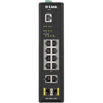 Коммутатор D-Link DIS-200G-12PS/A1A 10G 2SFP 8PoE 240W управляемый 