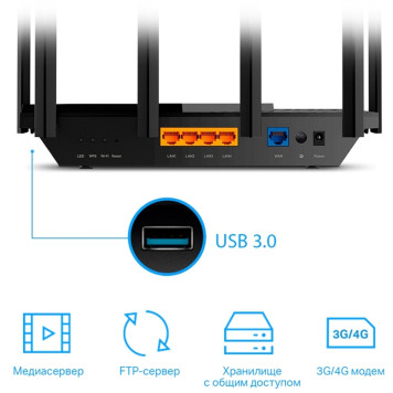 Роутер беспроводной TP-Link Archer AX5400 AX5400 10/100/1000BASE-TX черный -5