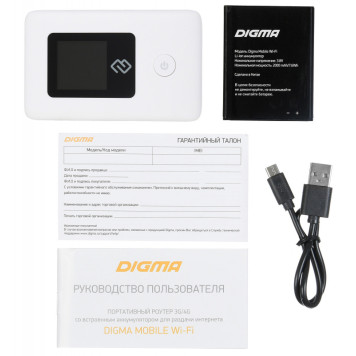 Модем 3G/4G Digma Mobile Wifi DMW1969 USB Wi-Fi Firewall +Router внешний белый -2