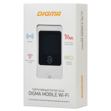 Модем 3G/4G Digma Mobile Wifi DMW1969 USB Wi-Fi Firewall +Router внешний белый -1