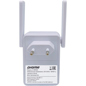 Повторитель беспроводного сигнала Digma D-WR300 N300 10/100BASE-TX белый (упак.:1шт) -4