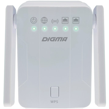 Повторитель беспроводного сигнала Digma D-WR300 N300 10/100BASE-TX белый (упак.:1шт) 