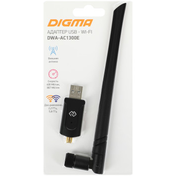 Сетевой адаптер WiFi Digma DWA-AC1300E AC1300 USB 3.0 (ант.внеш.съем) 1ант. (упак.:1шт) -3