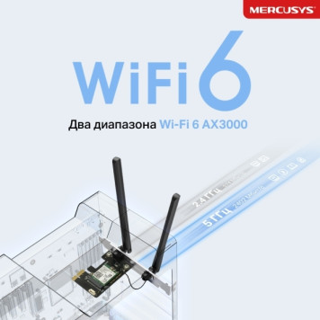 Сетевой адаптер Wi-Fi + Bluetooth Mercusys MA80XE AX3000 PCI Express (ант.внеш.несъем.) 2ант. -3