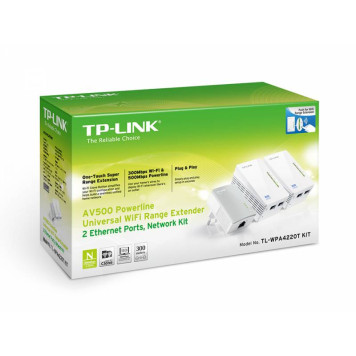 Сетевой адаптер HomePlug AV/Wi-Fi TP-Link TL-WPA4220TKIT Ethernet (ант.внутр.) -1