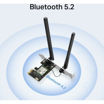 Сетевой адаптер Wi-Fi + Bluetooth Mercusys MA80XE AX3000 PCI Express (ант.внеш.несъем.) 2ант. -4