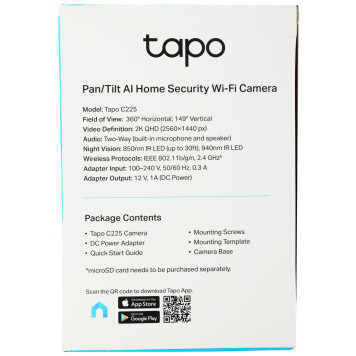 Камера видеонаблюдения IP TP-Link Tapo C225 5-5мм цв. корп.:белый -9